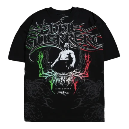 Men's Civil Regime Black Eddie Guerrero Lucha Rose Everyday Boxy T-Shirt