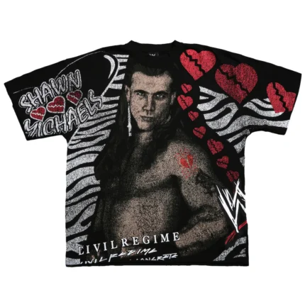 Men's Civil Regime x WWE Black Shawn Michaels HBK Kickin It T-Shirt