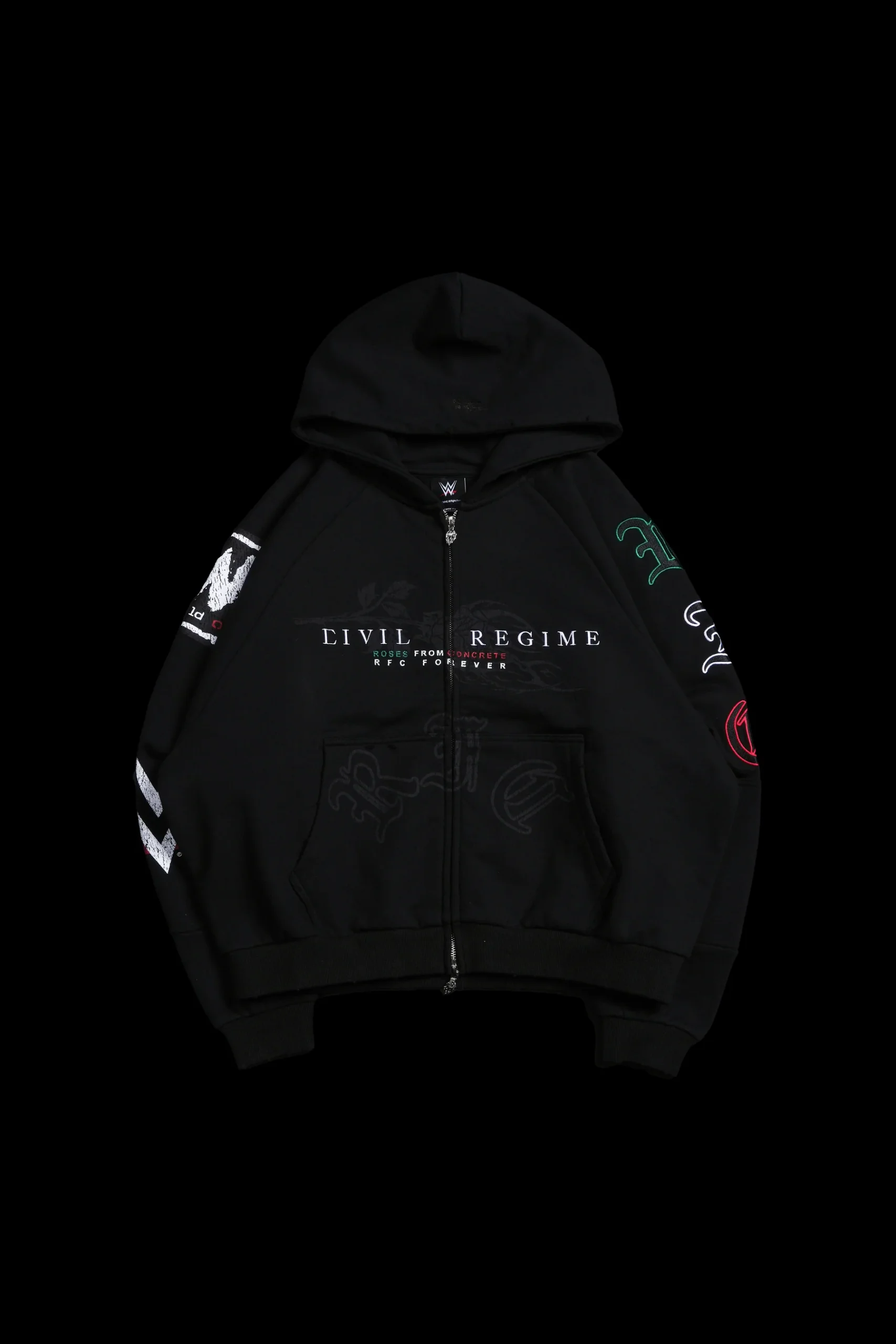 10HOODIES-WWEcopy Black Rose RFC Destroy Hoodie in Black